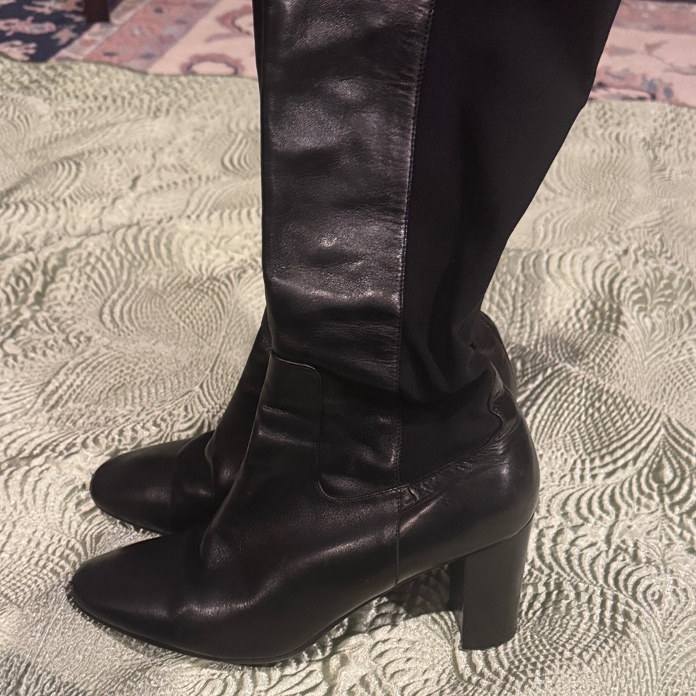 LK Bennett Brianna Black Leather Heeled Boots made in Italy